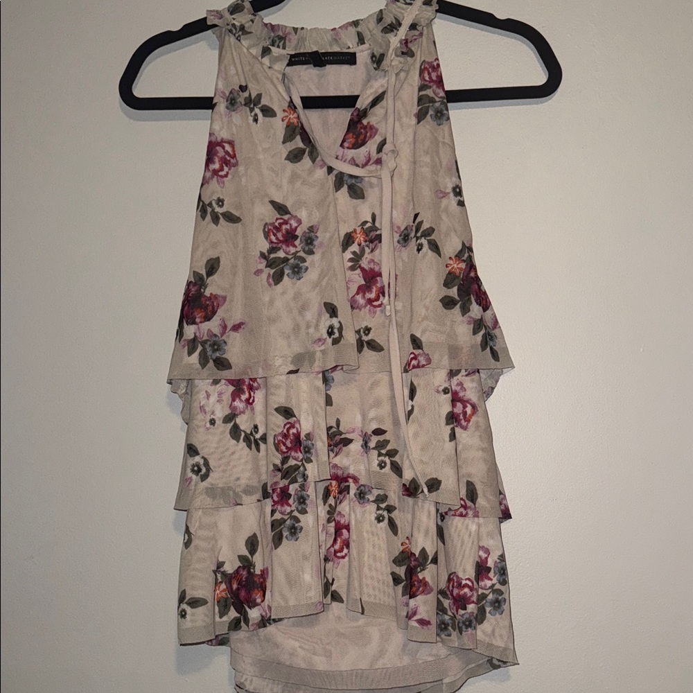 White House Black Market Floral Layered Blouse